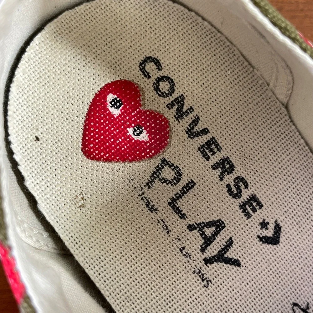 Converse Comme Des Garçons Play x Chuck 70 Green Low Multi Heart Sneaker Men's 9 - Picture 7 of 11